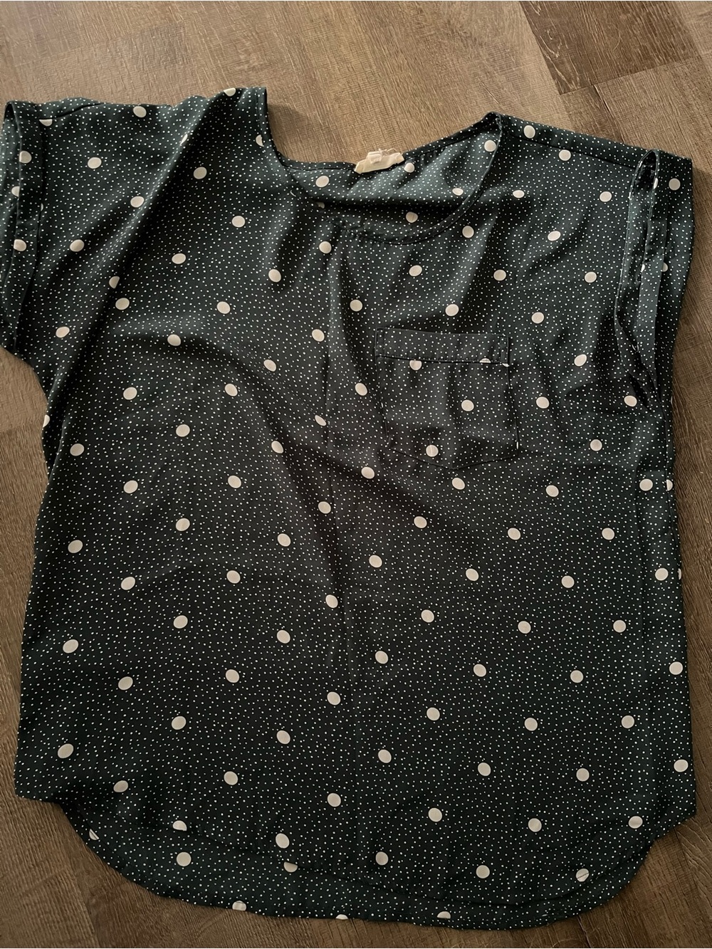 Polka Dot Cap Sleeve Women's Top - Navy and White